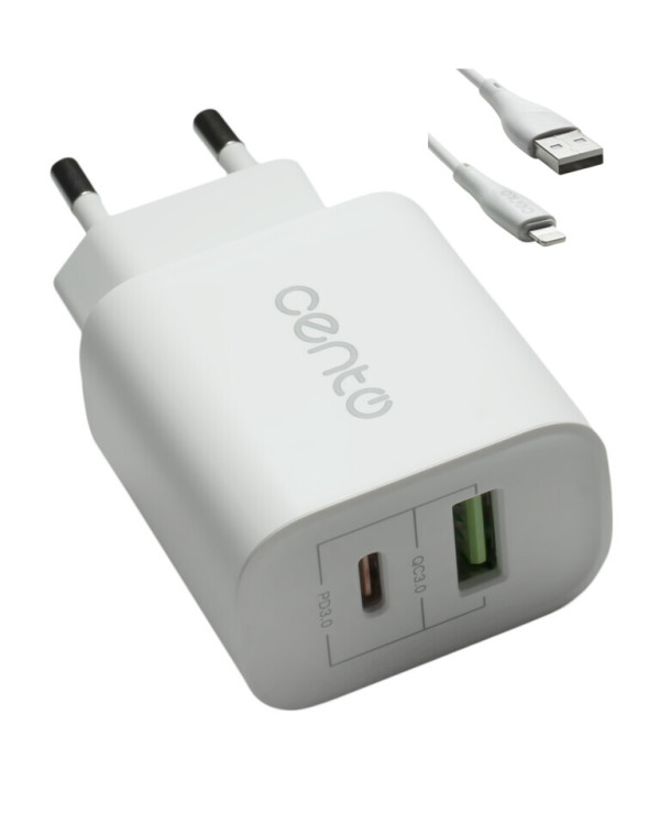 Wall Charger CENTO P102 FAST Iphone (TipC+USB 20W)