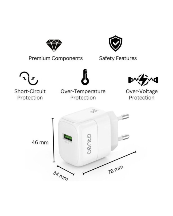 CENTO Wall Charger P211 FAST MicroUSB (USB 18W)