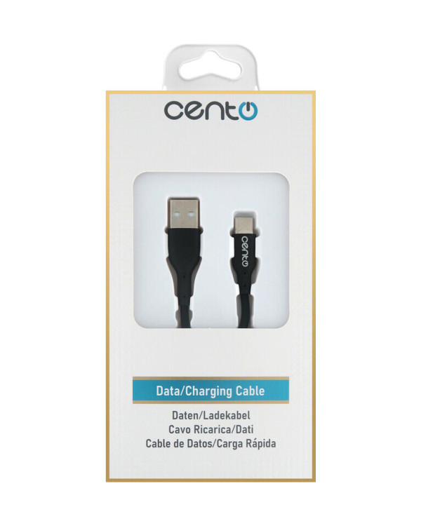 CENTO Cable C101 TypeC-USB (1m,3A) Silicone Black