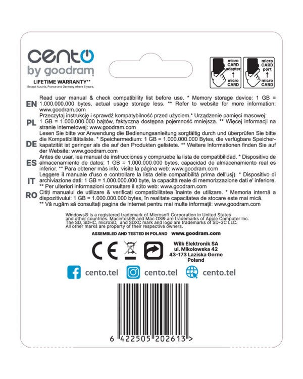 CENTO Card MicroSD C10 064GB