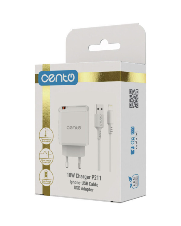 CENTO Wall Charger P211 FAST Iphone (USB 18W)