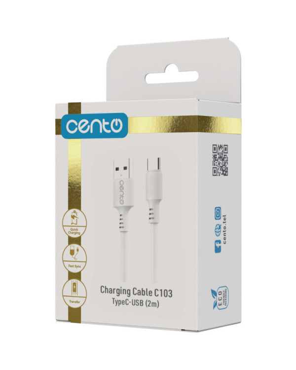 Cable CENTO C103 FAST TypeC-USB White (2m)