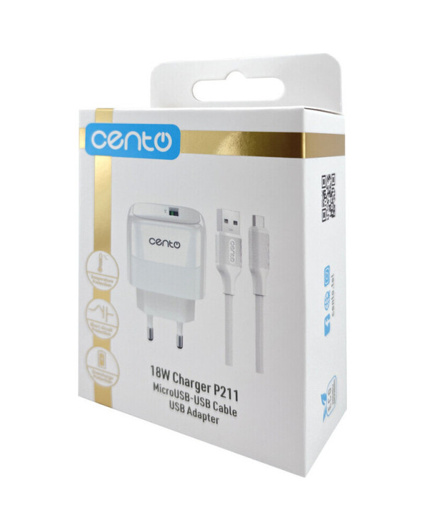 CENTO Wall Charger P211 FAST MicroUSB (USB 18W)