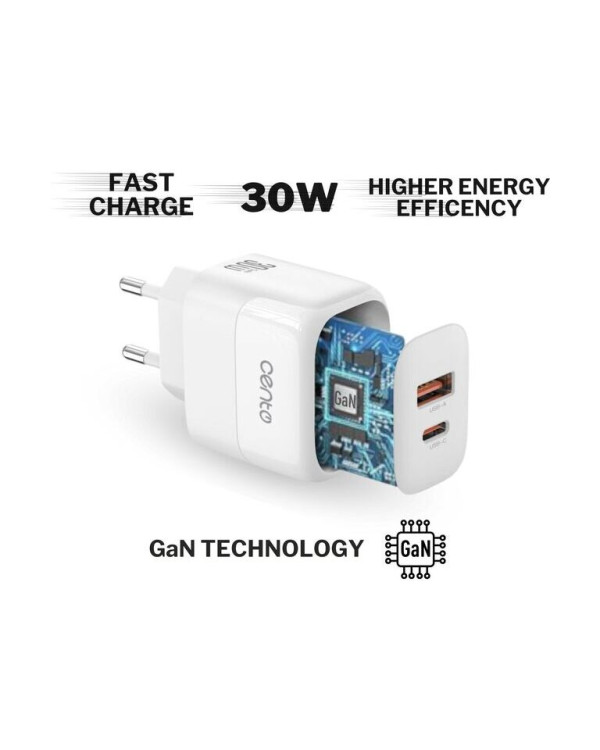 CENTO Wall Adapter P216 FAST TypeC+USB 30W