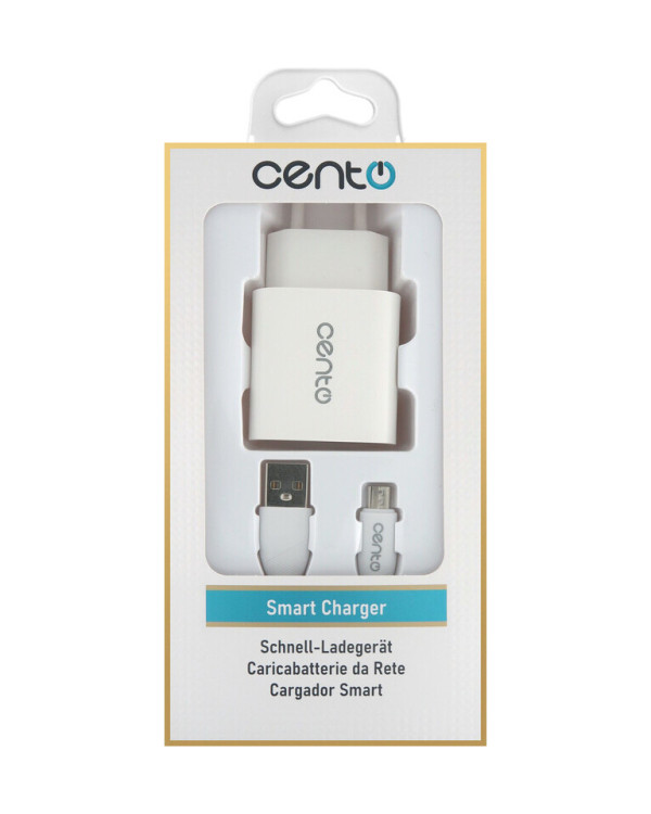 CENTO Charger P100 MicroUSB 2USB/2A/12W White CENTO Charger P100 MicroUSB 2USB/2A/12W White