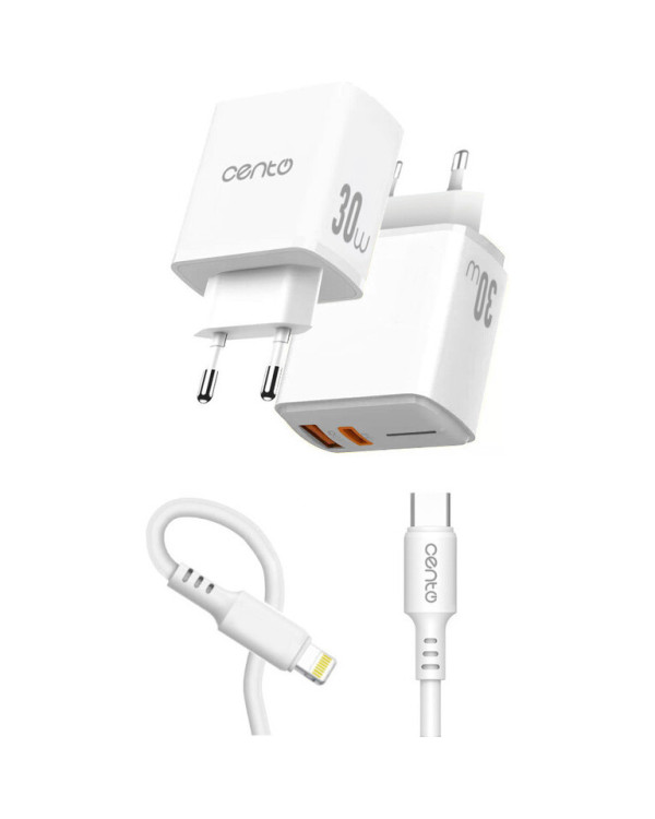 CENTO Wall Charger P216 FAST Iphone (TypeC+USB 30W)