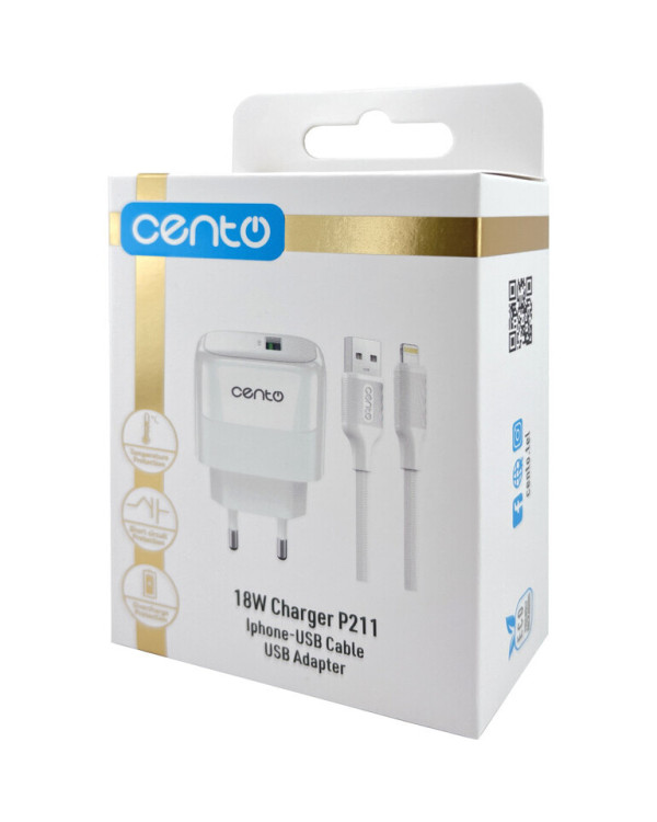 CENTO Wall Charger P211 FAST Iphone (USB 18W)