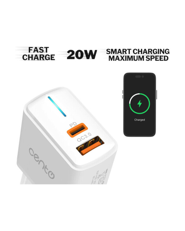 CENTO Wall Adapter P212 FAST TypeC+USB 20W