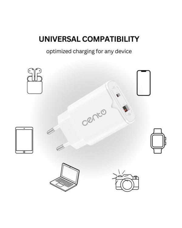 CENTO Wall Adapter P216 FAST (GaN) TypeC+USB 30W