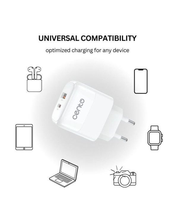 CENTO Wall Adapter P216 FAST TypeC+USB 30W