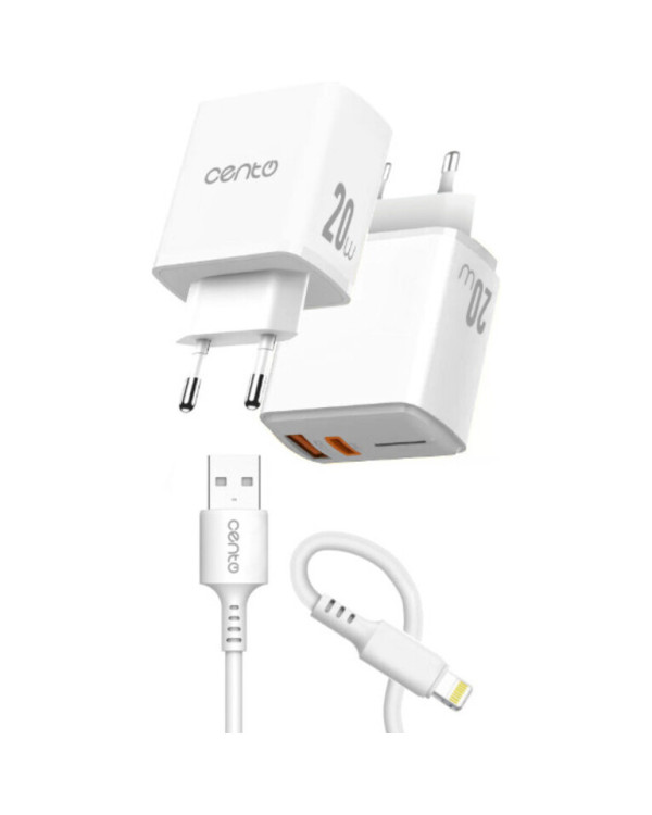 CENTO Wall Charger P212 FAST Iphone (TypeC+USB 20W) CENTO Wall Charger P212 FAST Iphone (TypeC+USB 20W)
