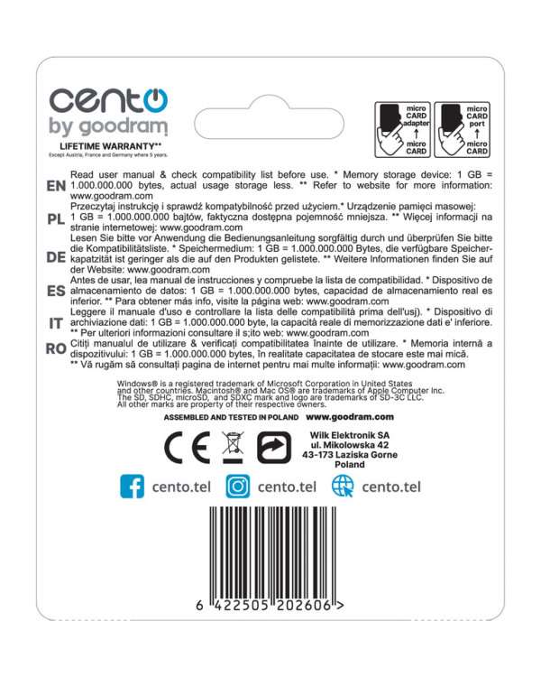 CENTO Card MicroSD C10 032GB