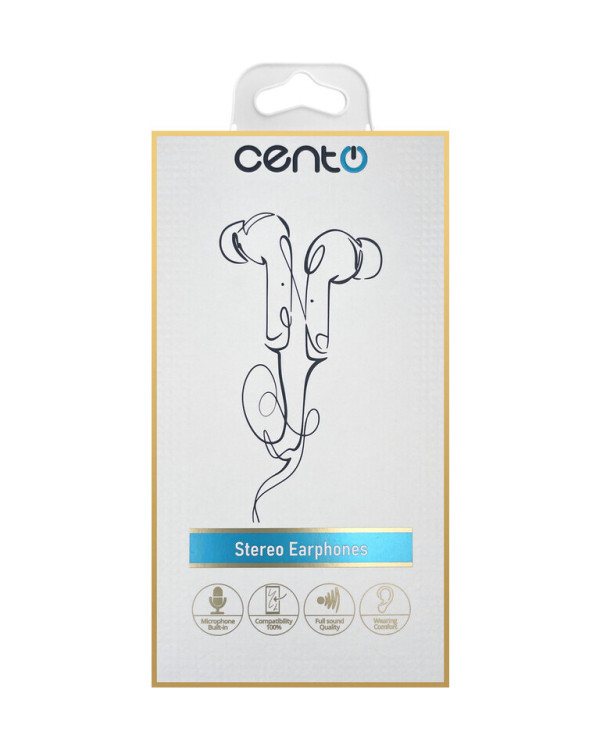CENTO Earphones S102 Plastic White (Jack)