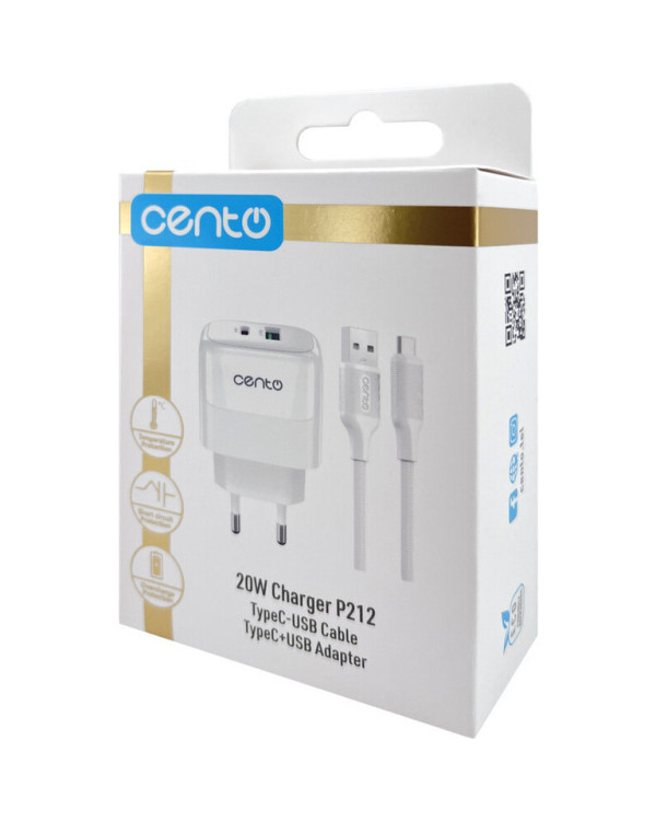 CENTO Wall Charger P212 FAST TypeC (TypeC+USB 20W)