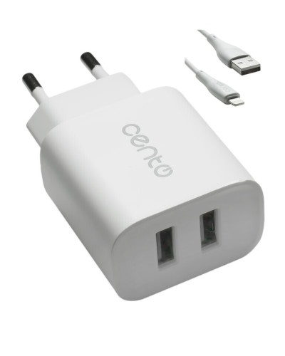 CENTO Charger P100 Iphone 2USB/2A/12W White