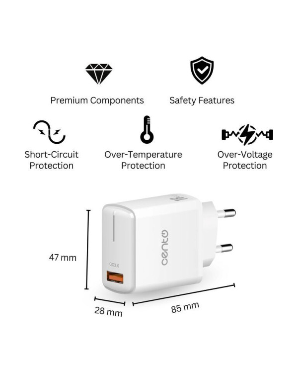 CENTO Wall Charger P211 FAST MicroUSB (USB 18W)