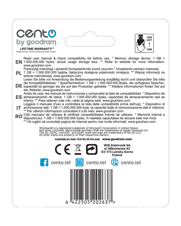 CENTO USB Stick 016GB (USB2.0)