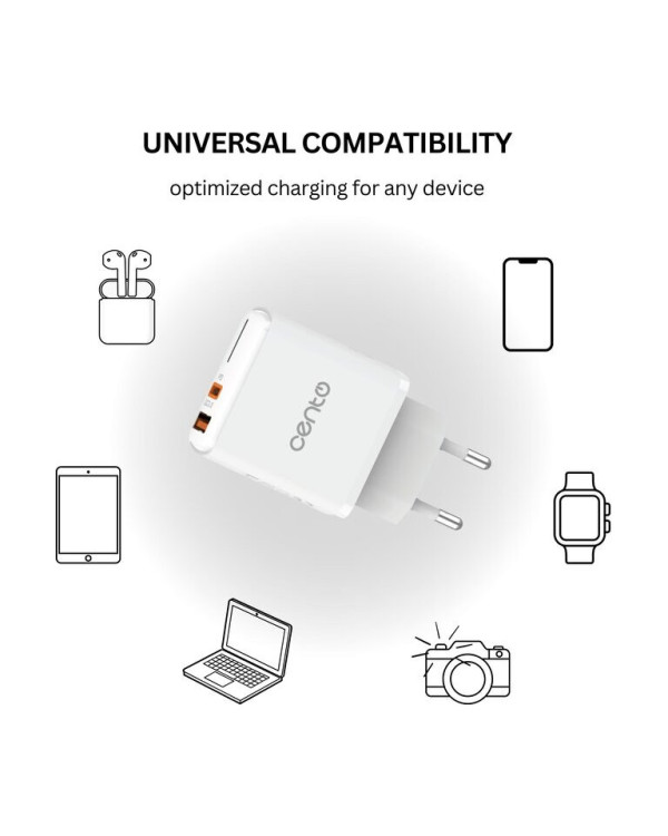 CENTO Wall Adapter P212 FAST TypeC+USB 20W