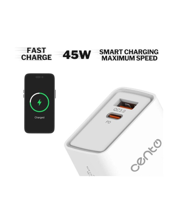 CENTO Wall Adapter P218 FAST TypeC+USB 45W CENTO Wall Adapter P218 FAST TypeC+USB 45W