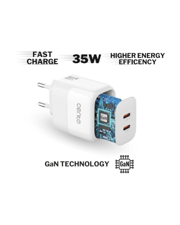 CENTO Wall Adapter P217 FAST (GaN) TypeC+TypeC 35W CENTO Wall Adapter P217 FAST (GaN) TypeC+TypeC 35W
