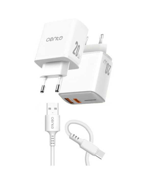 CENTO Wall Charger P212 FAST TypeC (TypeC+USB 20W) CENTO Wall Charger P212 FAST TypeC (TypeC+USB 20W)