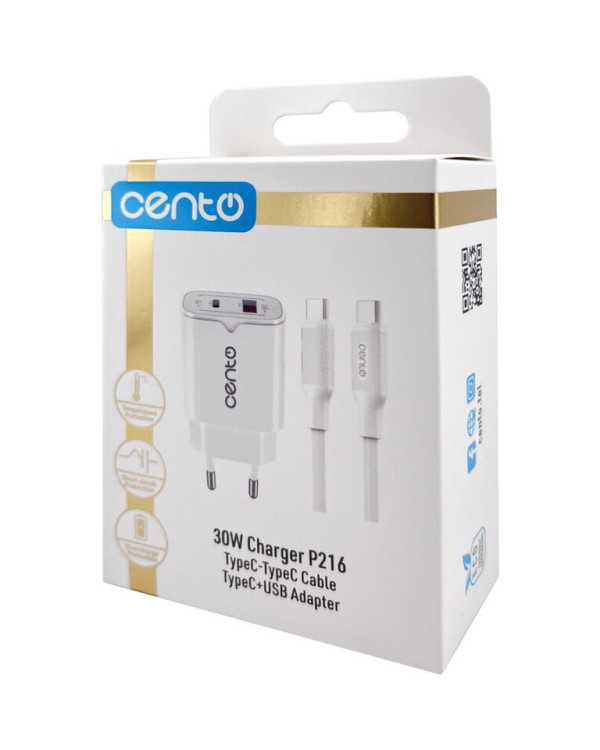 CENTO Wall Charger P216 FAST TypeC (TypeC+USB 30W)