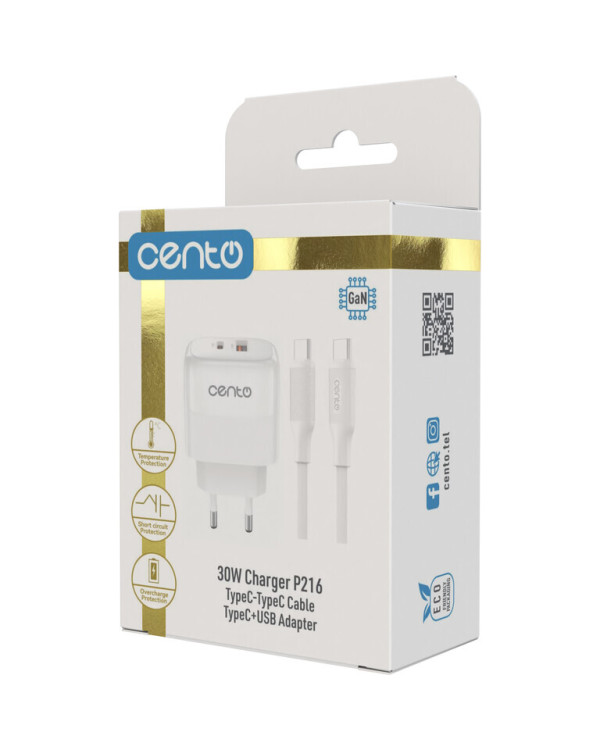 CENTO Wall Charger P216 FAST TypeC (TypeC+USB 30W)