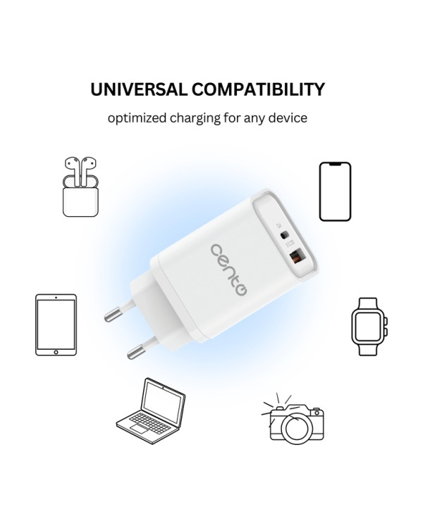CENTO Wall Adapter P220 FAST (GaN) TypeC+USB 45W